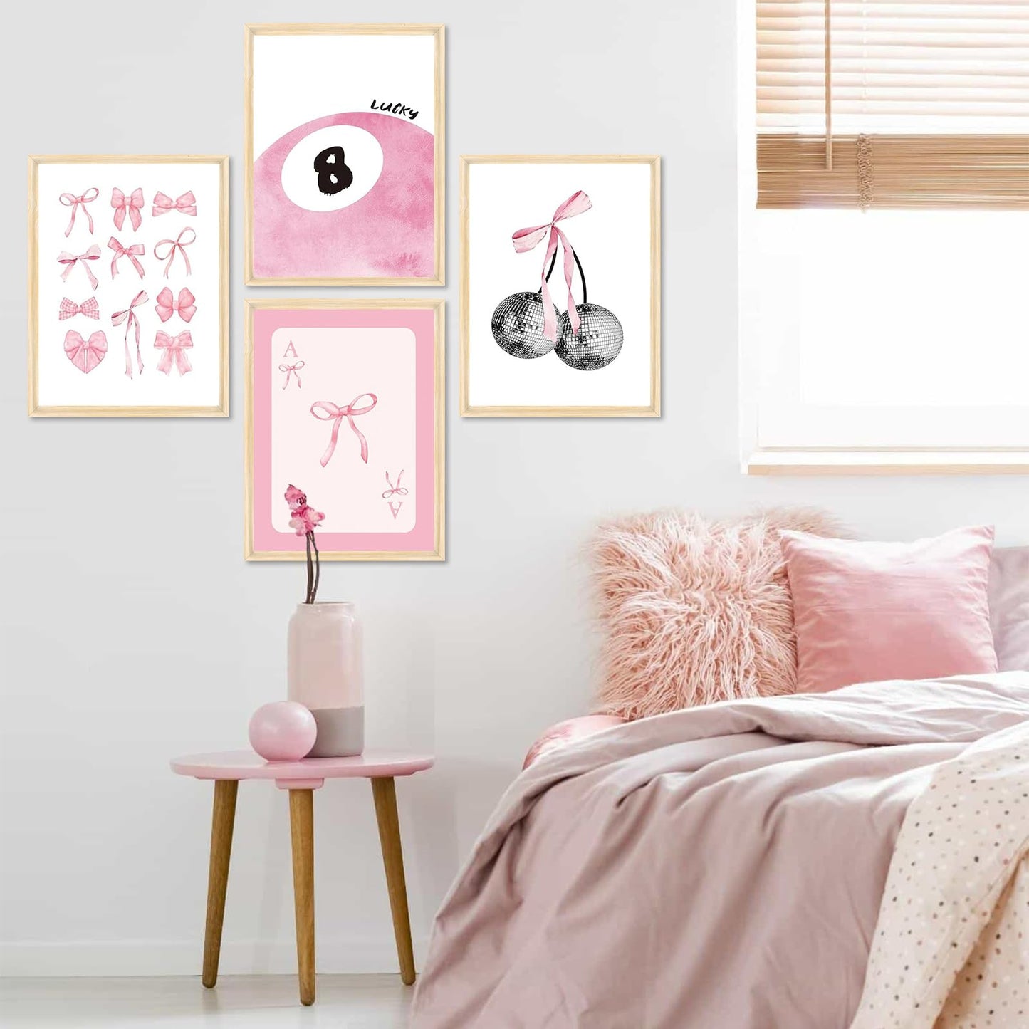 4 Pack Pink Coquette Diamond Art Kits for Adults, 5D DIY Bow Diamond Painting Kits for Beginner, Diamond Dots Full Drill Crafts for Gem Art Dot Art for Adults Home Wall Decor for Teens Girls 10x12in