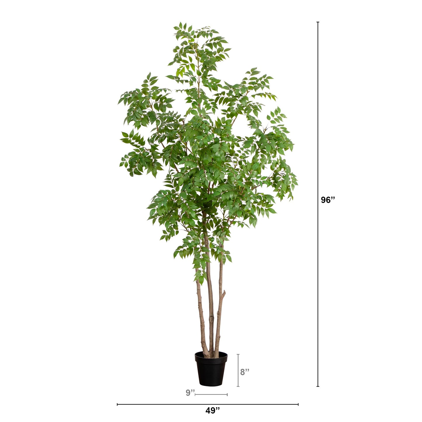 Nearly Natural 8ft Artificial Sumac Tree - Lifelike Green Leaves, Flexible Branches, Premium Craftsmanship, Includes Nursery Planter