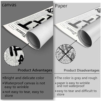 Drimiler Retro Black And White Newspaper Poster - Positive Affirming Quote Canvas Wall Art | 8x12in Unframed