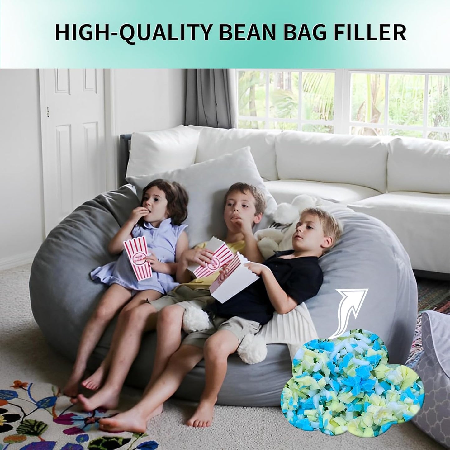 12lbs Shredded Memory Foam Bean Bag Filler, Soft and Convenient Bean Bag Filling Pillow Stuffing for Beanbag, Couch