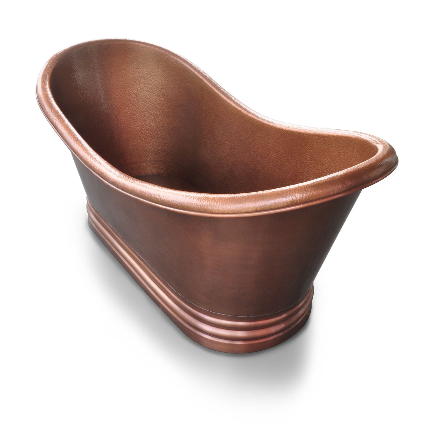Sinkology Euclid 71.5 Inch Freestanding Soaking Bathtub, Antique Copper, Solid Copper Double Slipper Tub for Two with Overflow