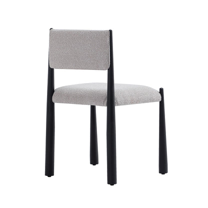 Manhattan Comfort Lennor Dining Chairs Set of 2, Upholstered in Boucle Fabric, Side Seating with Metal Frame, Mid Century Modern Accent, Fully Assembled Furniture, Champagne