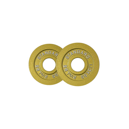 Gold Finish Olympic Steel Plates - Pairs and Sets 2 Inch Barbell Standard in Premium Gold for Weight Lifting (335lb Set)