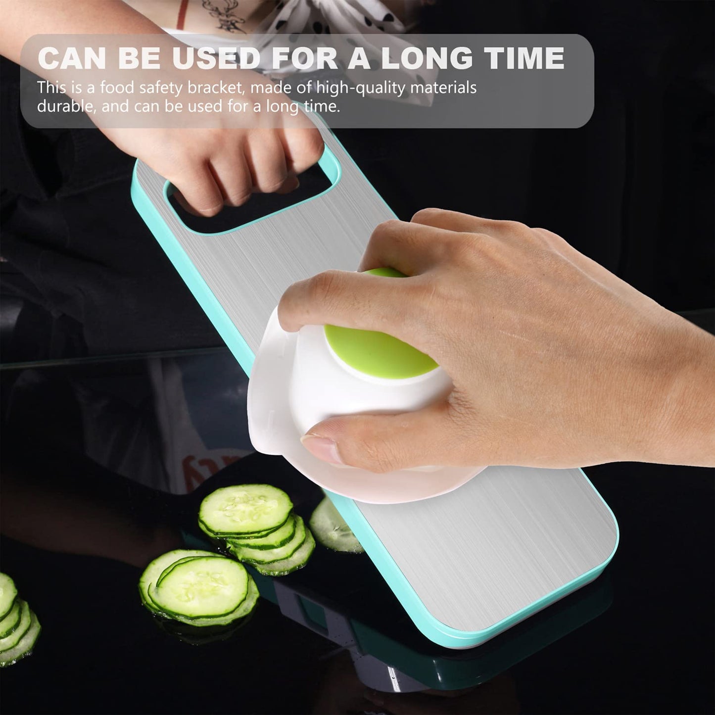 Hemoton Multi- Function Food Safety Holder Plastic Slicing Tool Food Slicer Cutter Finger Guard for Mandoline Slicer Grater Cutting (Green)