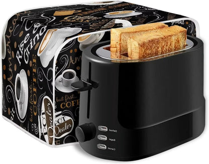 AFPANQZ Coffee Print Kitchen Toaster Covers, Universal 4 Slice Bread Toaster Cover, Stain Resistant Dustproof