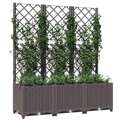 Foknhdi Large Outdoor Planter Box with Trellis 47.2 x 15.7 x 53.5 in Brown UV-Resistant Polypropylene Raised Garden Bed for Patio Balcony Gardening