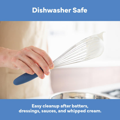 Misen Stainless Steel Balloon Whisk - Dishwasher Safe - Ergonomic Silicone Grip, Versatile Cooking Whisk for Eggs, Durable Construction - Professional-Grade Kitchen Tool - Blue