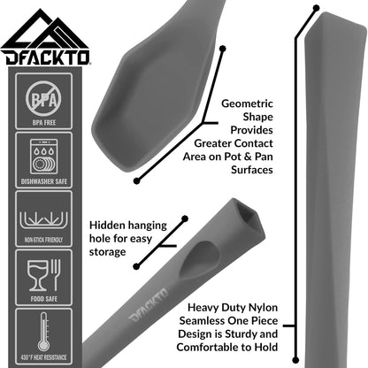 DFACKTO Heavy Duty Kitchen Utensils Set, 6 pc Nonstick Nylon, High Heat Resistant for Cooking (Gray)