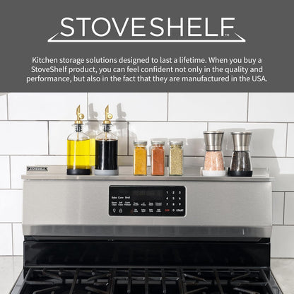 24" StoveShelf Apartment Length Stainless Steel Finish Magnetic Shelf for Kitchen Stove - Kitchen Storage Solution