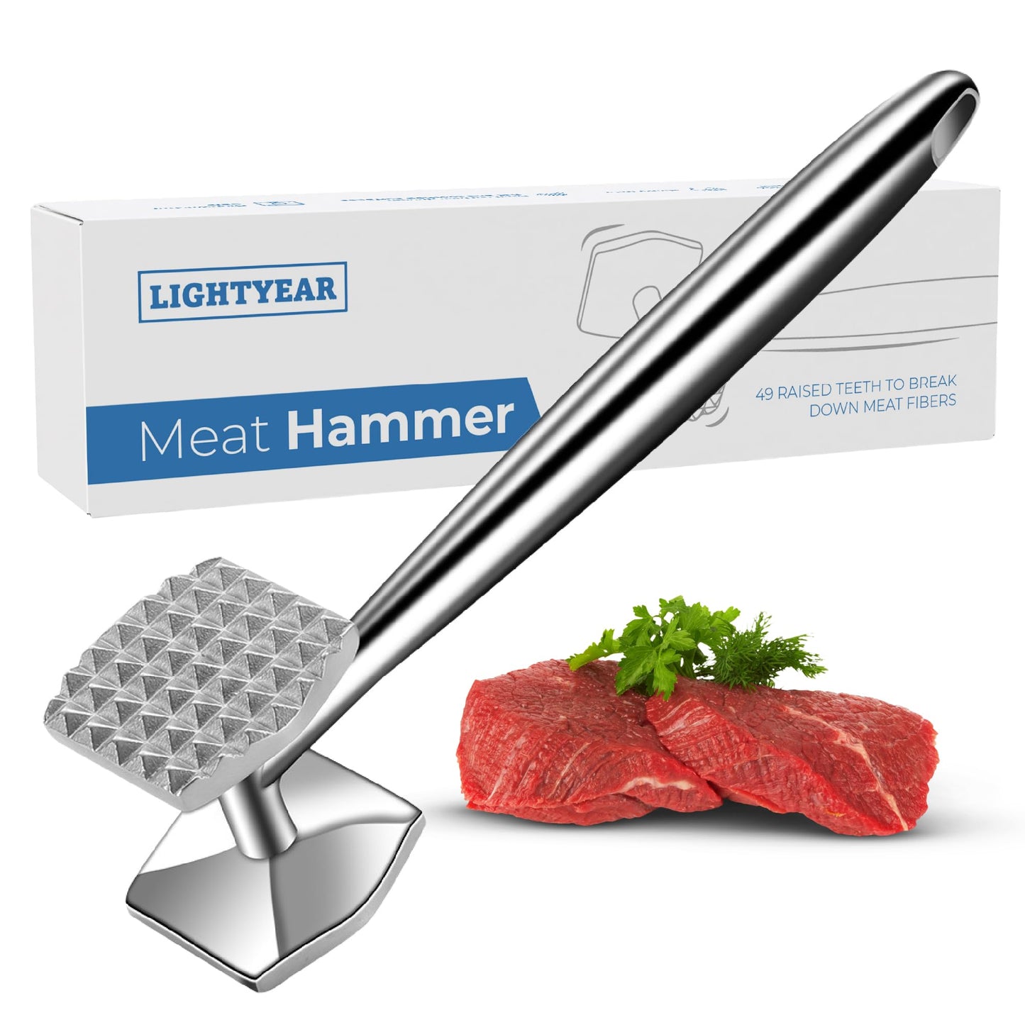 Lightyear BBQ Pro Prep & Cook Bundle – Meat Hammer, Instant Read Thermometer & Silicone Basting Brush Set
