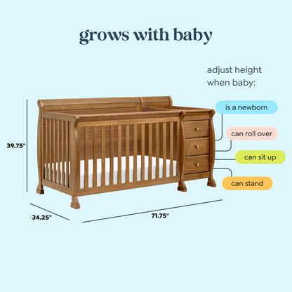Davinci Kalani 4-in-1 Convertible Crib and Changer Combo in Chestnut