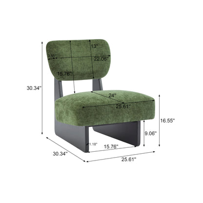 Christopher Knight Home Mores Low Profile Accent Chair Set of 2, Modern Living Room Armless Lounge Chair, Fabric Comfy Reading Chair for Bedroom, Wooden Frame and Thick Padded Seat, Black+Green