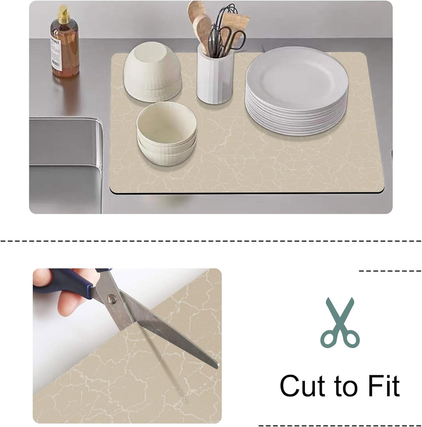 Coffee Maker Mat for Countertops - 19"x12" Rubber Backed Table Mat Under Appliance, Kitchen Counter Coffee Dish Drying