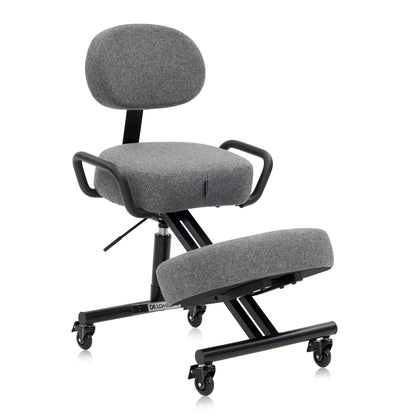 DR.LOMILOMI Ergonomic Kneeling Chair with Backrest, Improve Posture, Thick Cushions, Locking Wheels for Home & Office, AKONI 512B (Dim Grey)