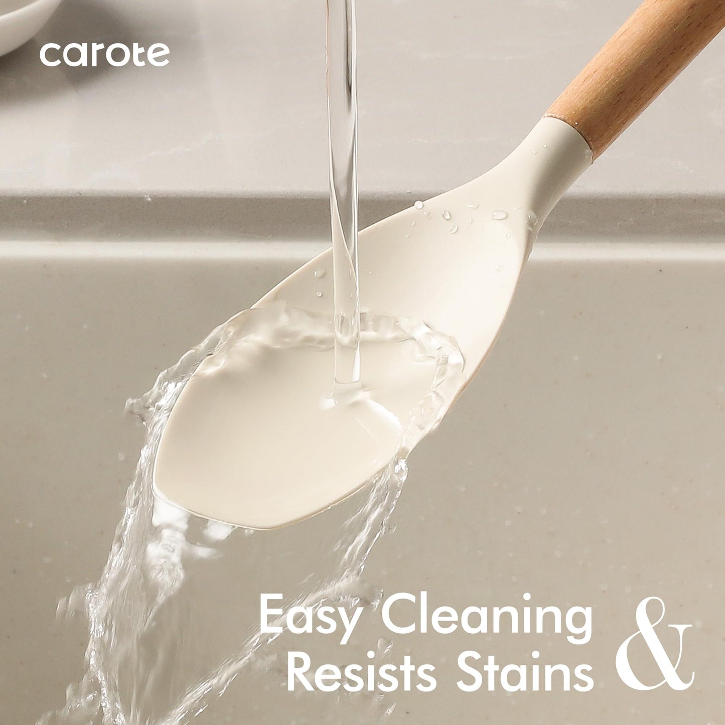 CAROTE 22pcs Silicone Cooking Utensils Set, 446°F Heat Resistant Kitchen Utensils Gadgets Set, Spatula, Turner, Whisk, Tongs