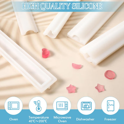 Sunnychicc 4 Pcs Silicone Soap Mold Long Moon Round Star Heart Tube Column Chocolate Candle Embed Soap Making Supplies for DIY Handmade Mousse Loaf Dessert Cake Craft Art