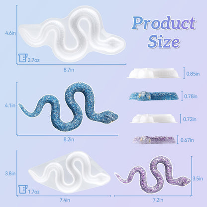 LET'S RESIN 2Pcs Snake Resin Molds, Flexible 3D Snake Silicone Molds(Large & Small), Effortless Demolding Animal Epoxy Molds for DIY Art, Home Decor, Serpent Lovers Gifts