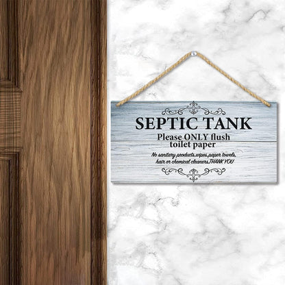 TOARTI Bathroom Quote Wood Sign, 12.5x25cm, Hanging Wall Art for Septic Tank Toilet Notes