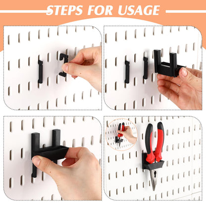 Novabright 6 Pack Vertical Slot Pegboard Tool Holders, Plastic Pegboard Organizer Hooks for Craft Room, Sewing Room, Office, Scissors, Rulers, Pens, and Supplies (Black)