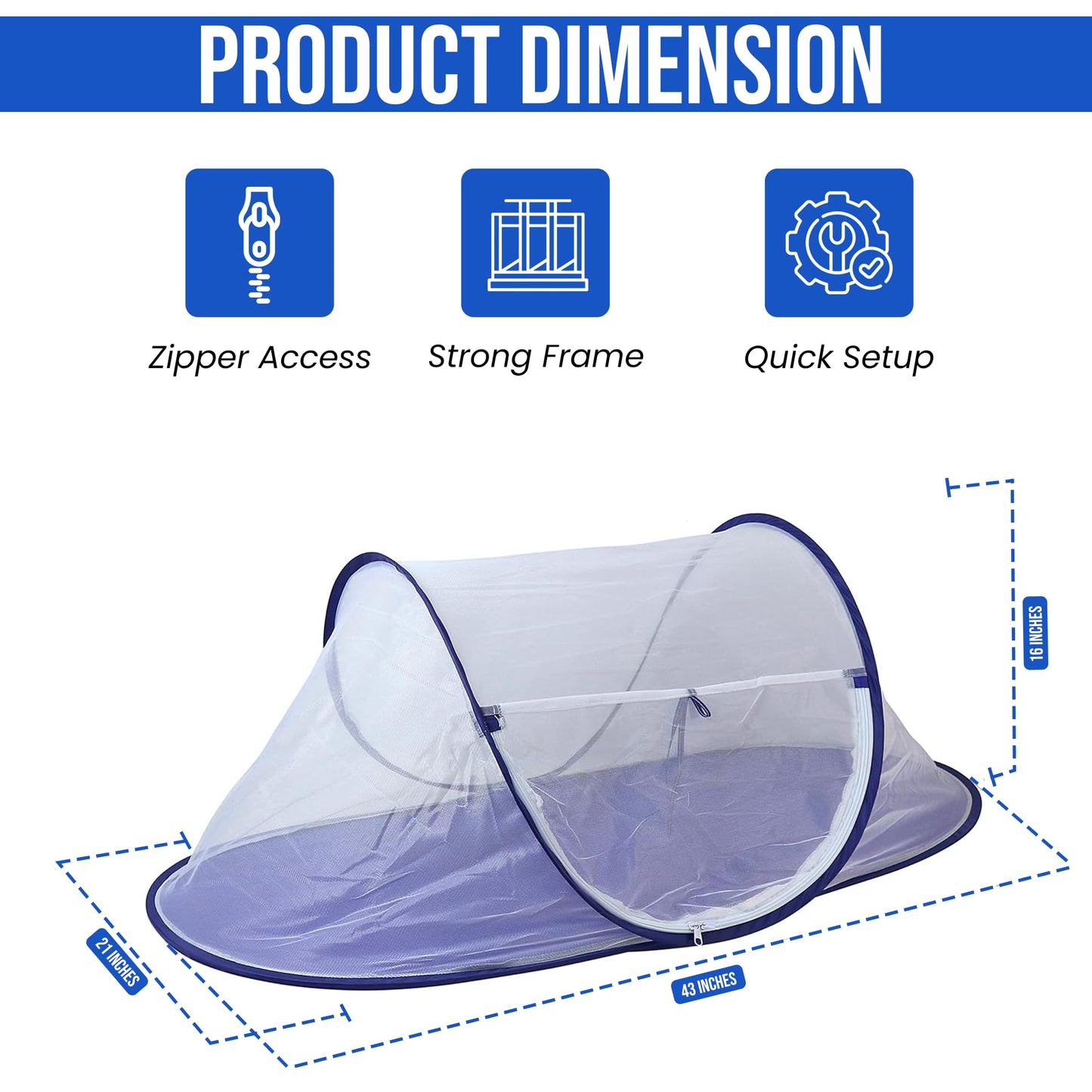 Iconikal 2-Pack Jumbo Folding Mesh Food Tent 43x21-Inch Wind-Resistant Zippered Door Picnic BBQ Outdoor Camping Food Cover Insect Protection