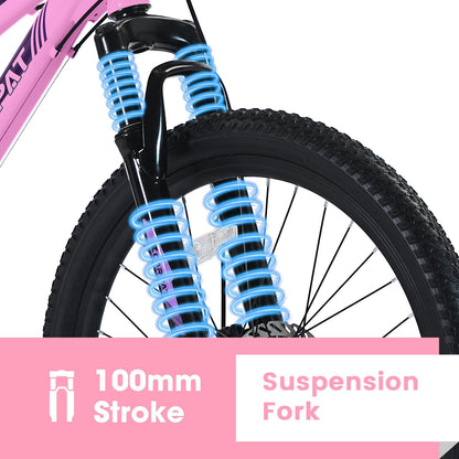 Ecarpat Women's Mountain Bike 24/26 Inch Wheels, 21-Speed Trail Commuter City Mountain Bikes, 15"/17" Carbon Steel Frame Female Bicycles Disc Brakes Front Fork