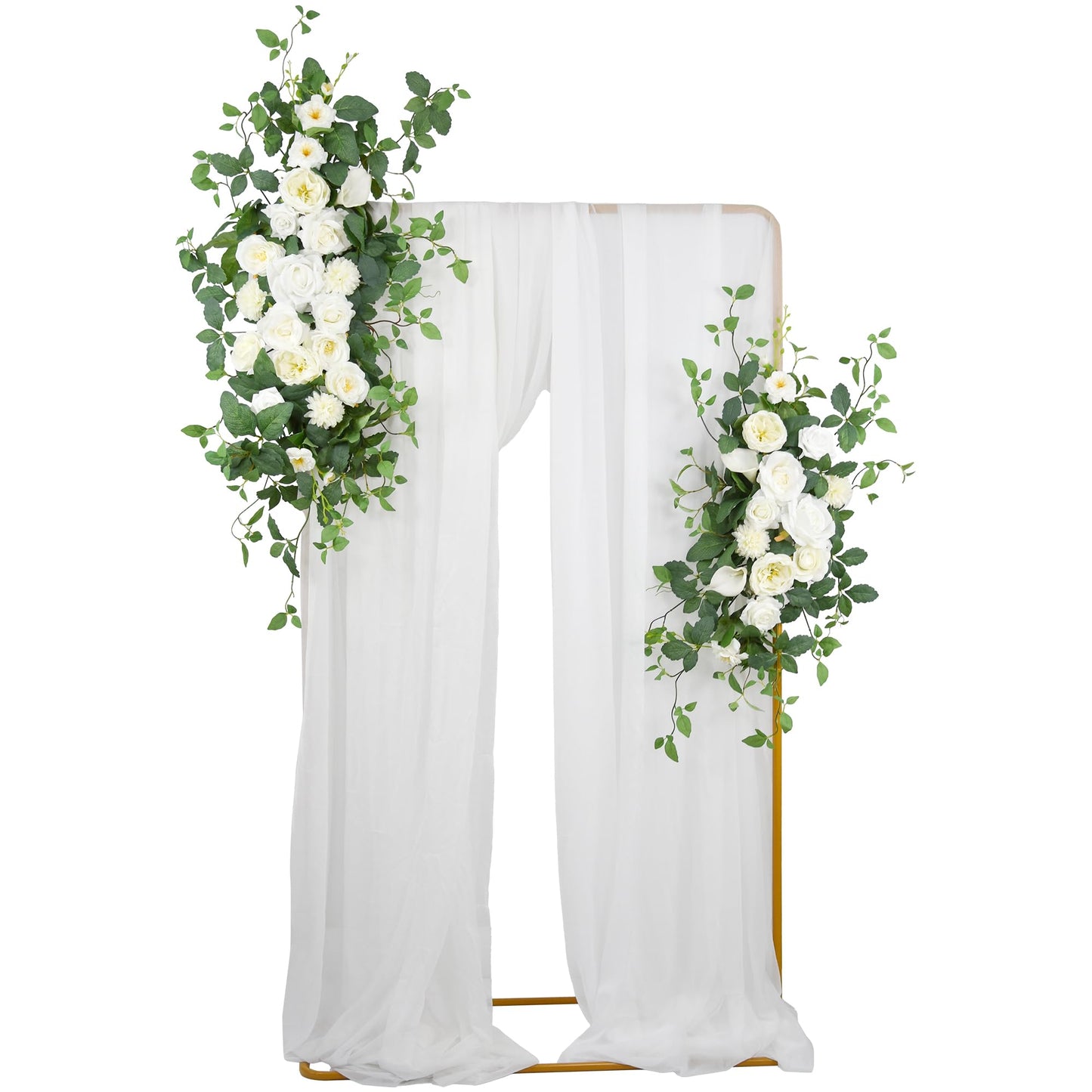 WEDFLOR Arch Flower Kit of 2 - Artificial Floral Swag for Wedding Welcome Sign, Reception Ceremony Signs, Chair Decor (White)