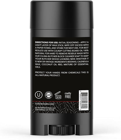 Culina Butcher Block Bamboo Conditioner Wax Stick, Best for Wood & Bamboo Conditioning, Does NOT Contain Mineral Oil