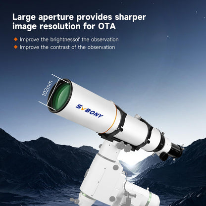SVBONY SV503 Telescope for Adults High Powered, 102mm F7 Extra Low Dispersion Achromatic Refractor OTA, Dual-Speed Focuser, Refractor Telescope for Planets Deep Sky Astrophotography&Visual Observation