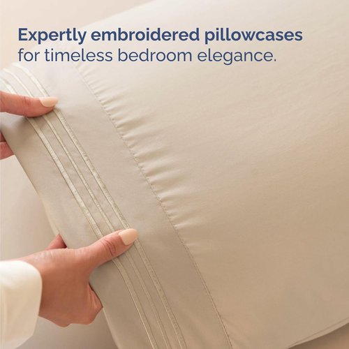 Comfy Twin Size 3-Piece Sheet Set by [Brand Name] | Breathable Cooling Bed Sheets - Ultra-Soft, Deep Pockets - Oeko-Tex Certified, Cream