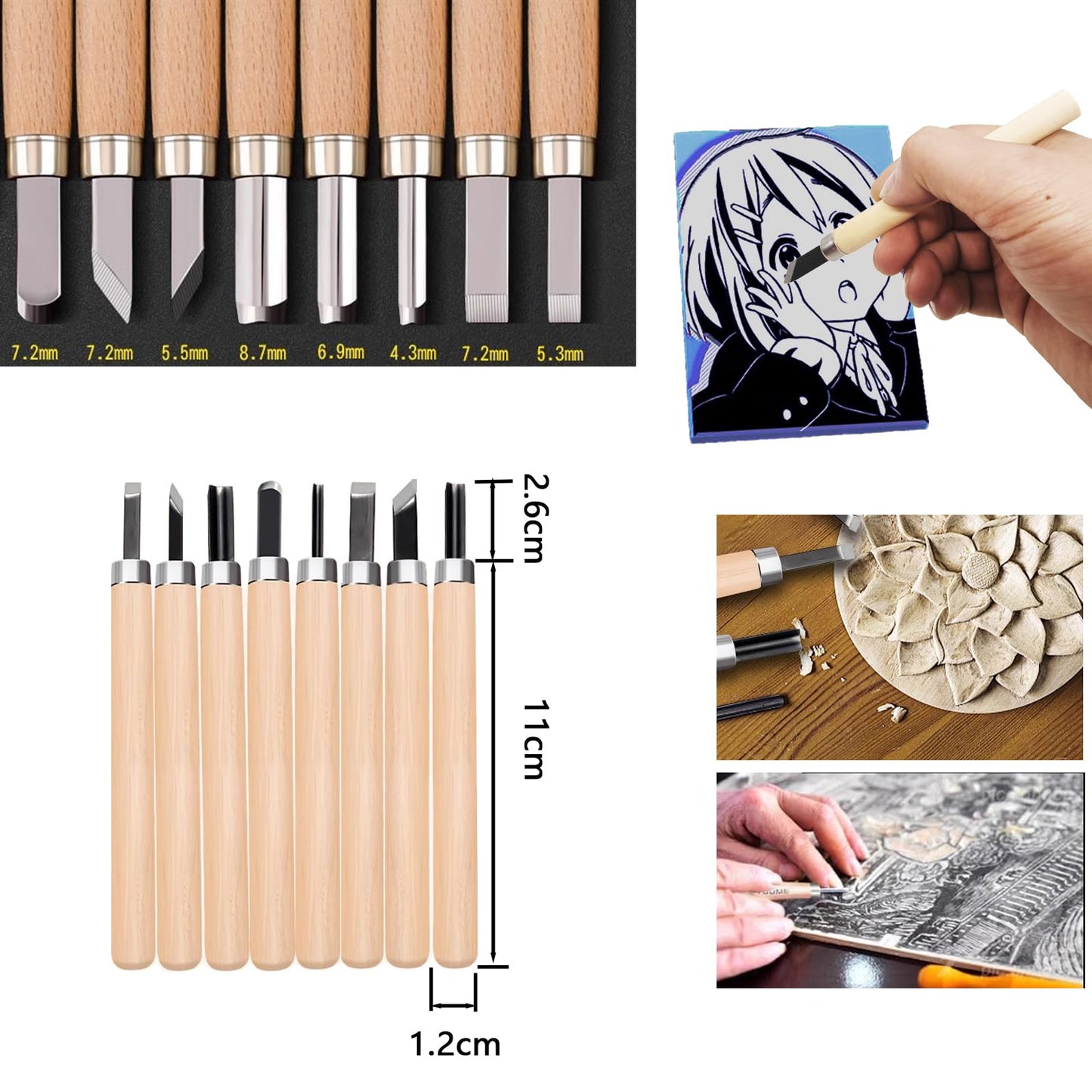 HRJZF 30PCS Rubber Block Stamp Carving Blocks with Cutter Tools and Rubber Brayer Roller for DIY Printmaking and More Crafts (Combo Pack)
