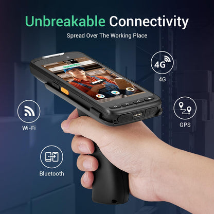 SVANTTO Android Barcode Scanner with Pistol Grip, Rugged PDA Android 11, 4+64GB, 1D/2D/QR Zebra Scanner SE4710, Bluetooth 5.0, WiFi, 4G LTE, NFC
