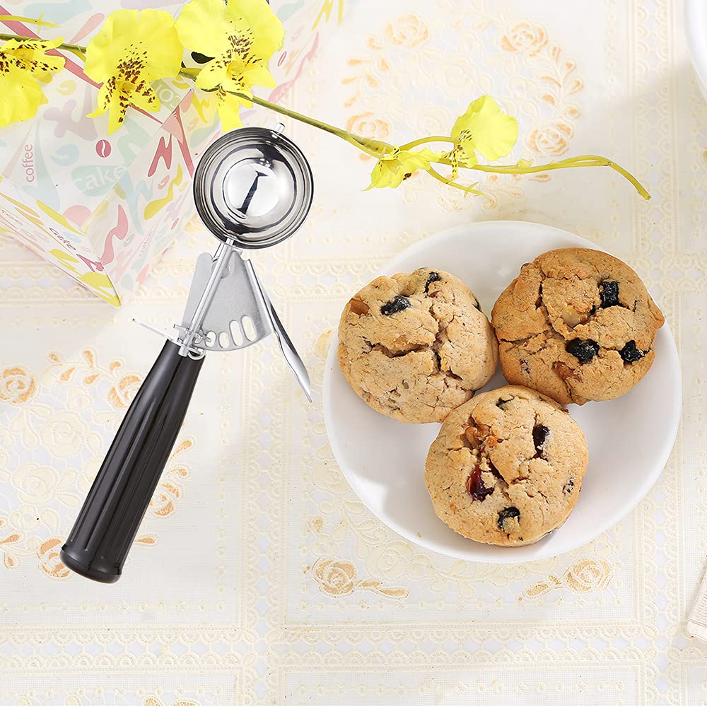 JUNADAEL J Ice Cream Scoop, Cookie Scoop Set, Incluede 1.2 OZ/ 2 OZ/ 4 OZ Scoop, Portion Control For Cookie Dough, Ice Cream, Cupcake, Muffin, Mashed Potatoes, Side Dish, Pancake
