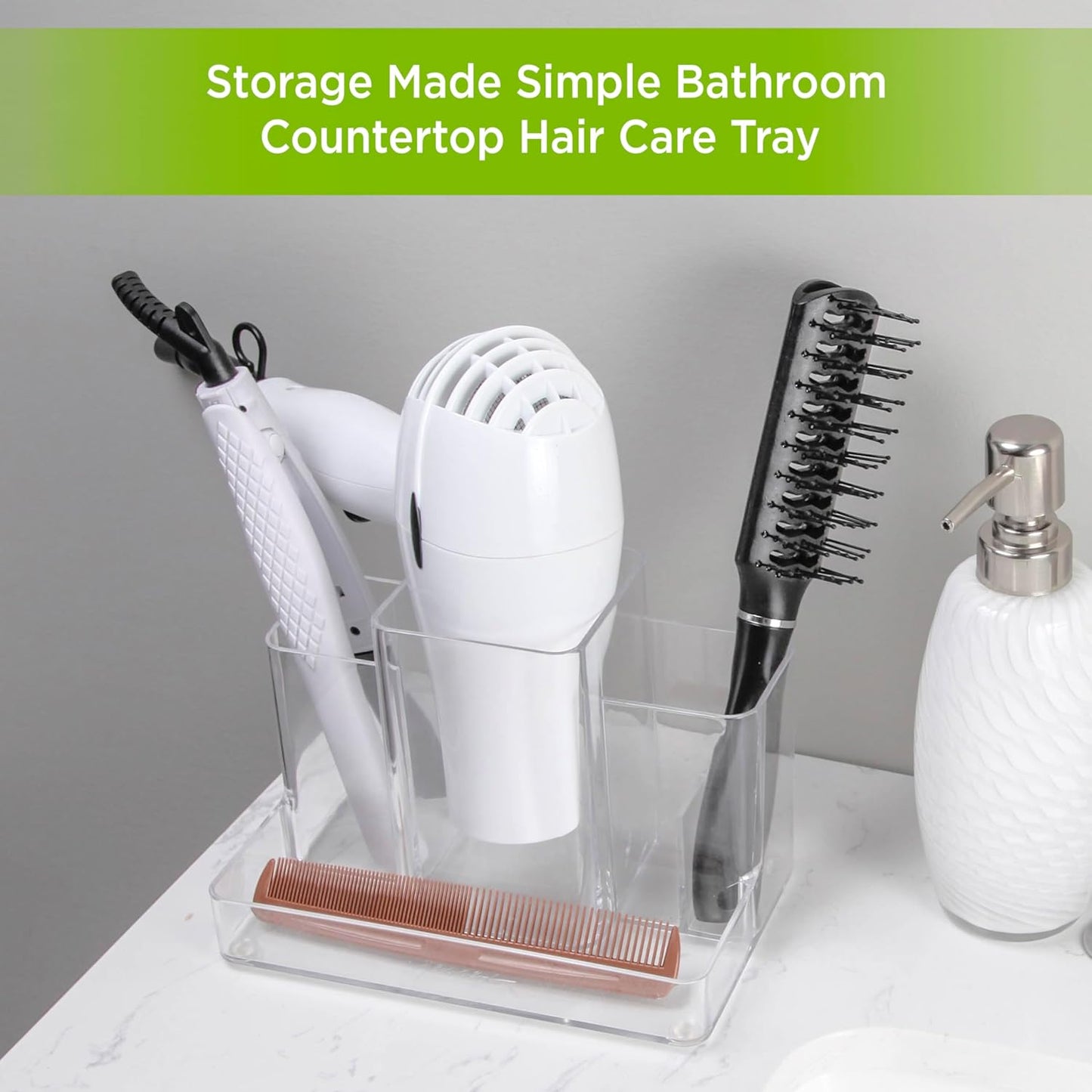 Kenney Bathroom Countertop Hair Care Center Organizer, Clear Storage Solution