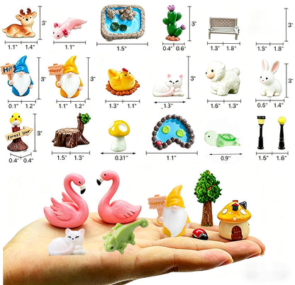YSUNZIA 100PCS Mini Fairy Garden Accessories, Miniature Fairy Garden Kit w/Glow in The Dark Animals, Gnomes, Mushroom, Micro Landscape Ornaments, DIY Dollhouse Crafts, Outdoor/Indoor Plant Decor