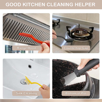 Crevice Cleaning Brush Set-9-Piece, Scratch-Free Hard Bristle Gap Scrubber with Protective Tip, Non-Shedding Detail Brushes for Window Tracks, Bathroom Grout, Blenders & Kitchen Sinks