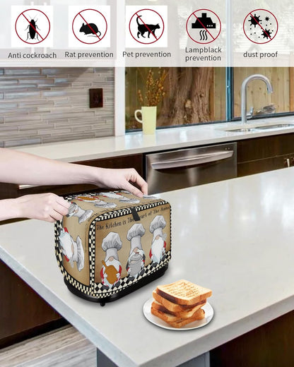 Toaster Dust Cover for Kitchen 4 Slice, The Chef Gnome Retro Black Buffalo Plaid Bread Maker Covers, Washable Small
