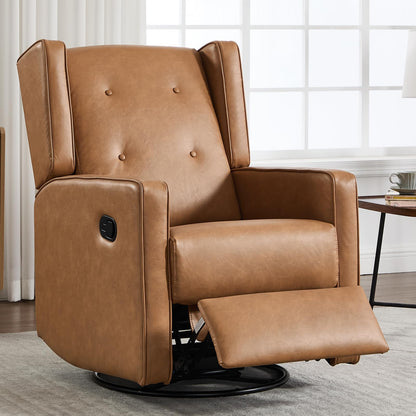 CANMOV Swivel Rocker Recliner Chair Set of 2, Nursery Glider Chair, Nursery Rocking Chairs, Manual Reclining Chair, Brown