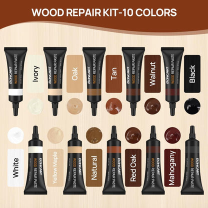 Boncart Wood Furniture Repair Kit, Wood Touch up Fillers, Repair Scratches, Cracks, Paint Chips, and Nail Holes on Furniture, Floors, Doors, Cabinets, and Tables (10 Colors)