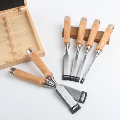 HODYANN 8 Pieces Wood Chisel Tool Sets, 11.4in Woodworking Carving Chisel Kit with Honing Guide, Sharpening Stone and Wooden Case