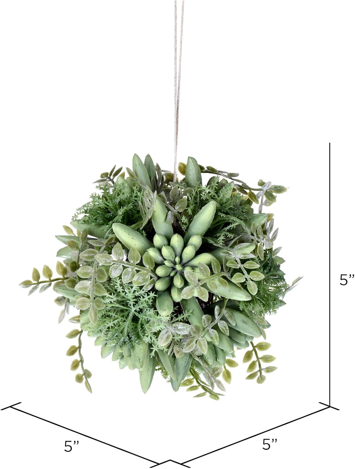 Vickerman Everyday 5" Artificial Mixed Gray Green Succulent Ball, Faux Floral Decor for Home or Office Arrangement