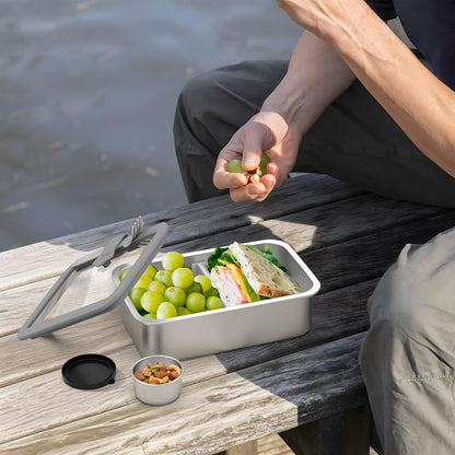 Bakpoco Stainless Steel Bento Box for Adult, 42oz Leak-Proof Metal Lunch Box Containers with Adjustable Divider, Microwave-Safe, Lunchbox with Glass Lid for Work Travel, Silver