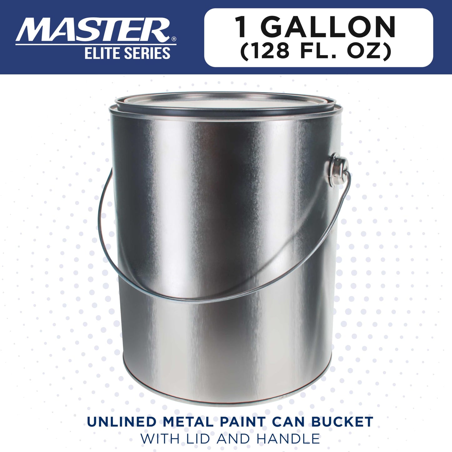 Master Elite 1 Gallon Unlined Empty Metal Paint Can Bucket with Lid, Bail Handle - Triple Tight Seal, 128 fl. oz. Steel Coating Storage Container Tin - Store Leftover Oil-Based Paint, Automotive, Art