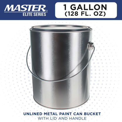 Master Elite 1 Gallon Unlined Empty Metal Paint Can Bucket with Lid, Bail Handle - Triple Tight Seal, 128 fl. oz. Steel Coating Storage Container Tin - Store Leftover Oil-Based Paint, Automotive, Art