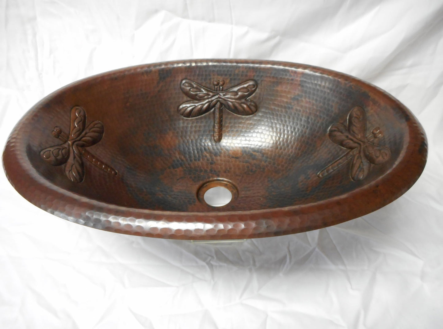 Simply Copper 19" DRAGONFLY Oval Copper Drop In Bathroom Sink in Rio Grande