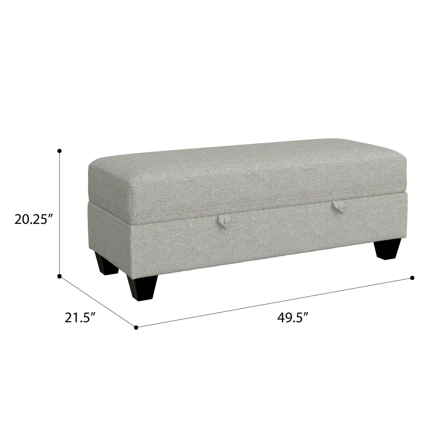 GDFStudio 48.6" Storage Ottoman Bench with Hidden Storage, Upholstered Rectangle Ottoman Foot Stool, End of Bed Bench with Solid Wood Legs for Bedroom Living Room Entryway, Easy Assembly, Pebble Gray