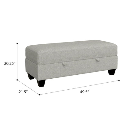 GDFStudio 48.6" Storage Ottoman Bench with Hidden Storage, Upholstered Rectangle Ottoman Foot Stool, End of Bed Bench with Solid Wood Legs for Bedroom Living Room Entryway, Easy Assembly, Pebble Gray