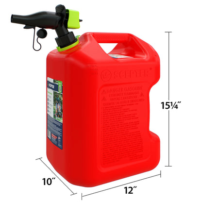Scepter FSCG552 Fuel Container with Spill Proof Spout with Bonus Spout Extender, Rear Handle Red Gas Can, 5 Gallon