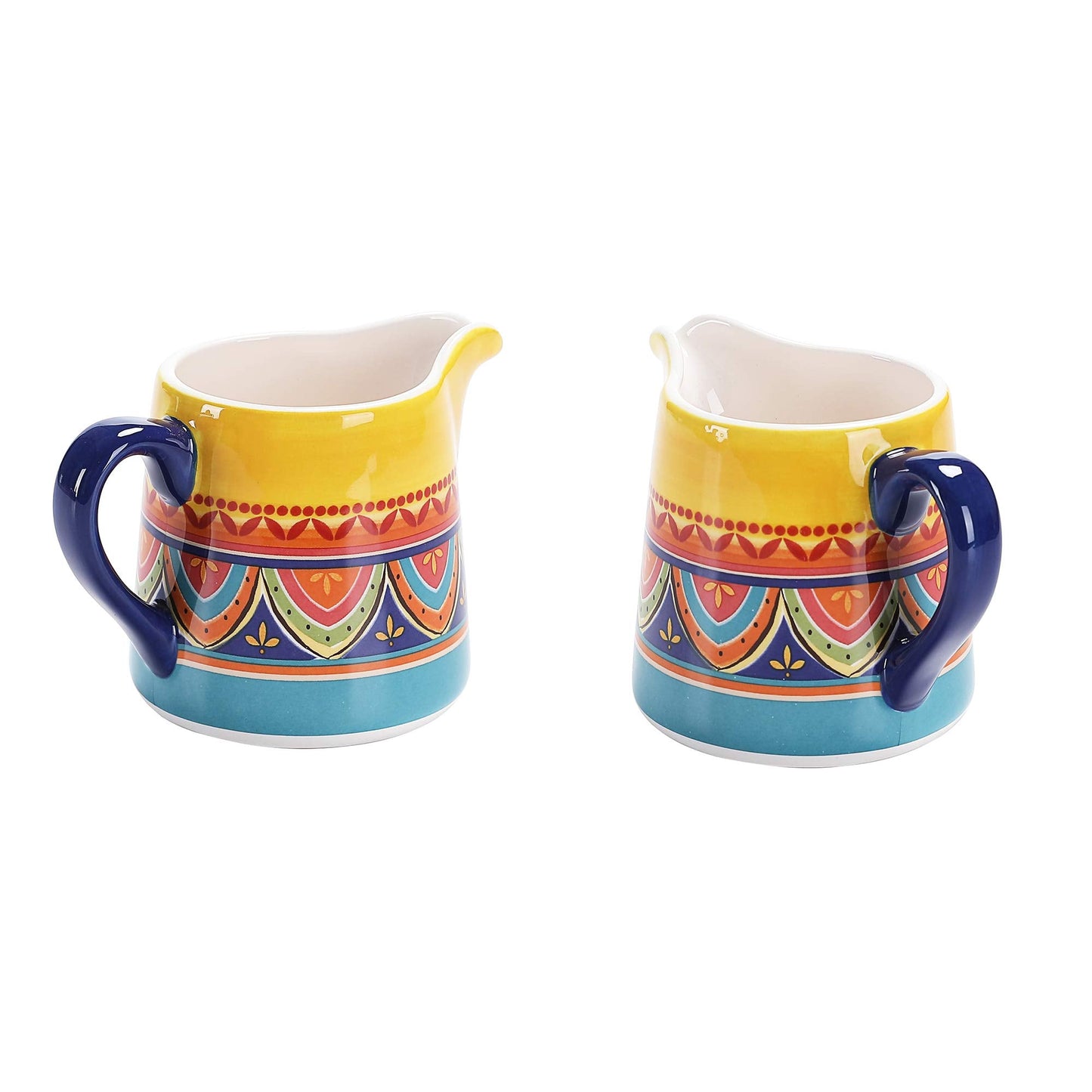 Bico Tunisian Ceramic Sugar and Creamer Set, Sugar Bowl with Lid, Cute Container for Coffee Bar, Kitchen Countertop Accessories, Microwave and Dishwasher Safe
