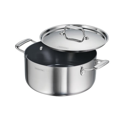 Tramontina Utsava Tri-Ply Clad Stainless Steel 5-Quart Casserole with Lid and Ceramic Non Stick Interior, Induction-Ready Dutch Oven Pot