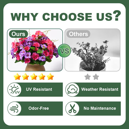 Artificial Flowers for Outdoors 6 Bundles UV Resistant Silk Flowers for Outside, Real Touch Faux Hibiscus Bouquets Tropical Faux Plants Fake Flowers for Outside Planter Front Porch Yard Home Decor